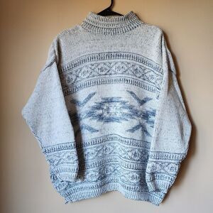 Vintage David Brett Sweater Womens Size Not Labeled XL? Cable Knit Gray Blue